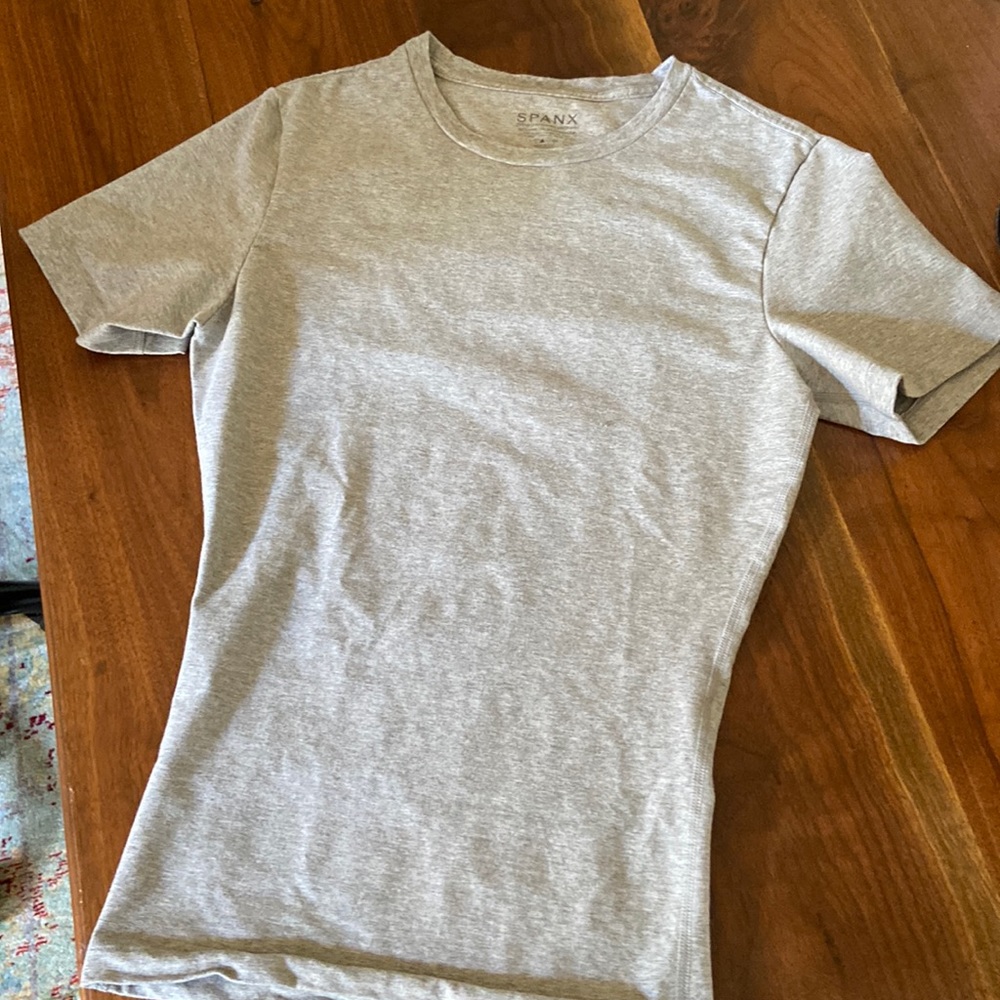 Spanx shapewear round neck tapered gray T-shirt